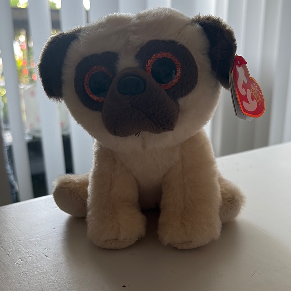 Ty Plush Pug with Cream and Brown Fur
